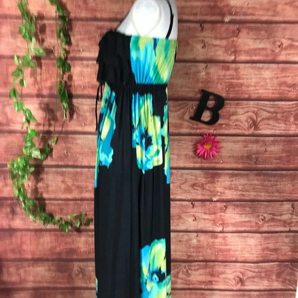 Floral Black and Blue Maxi Dress - Picture 9 of 12